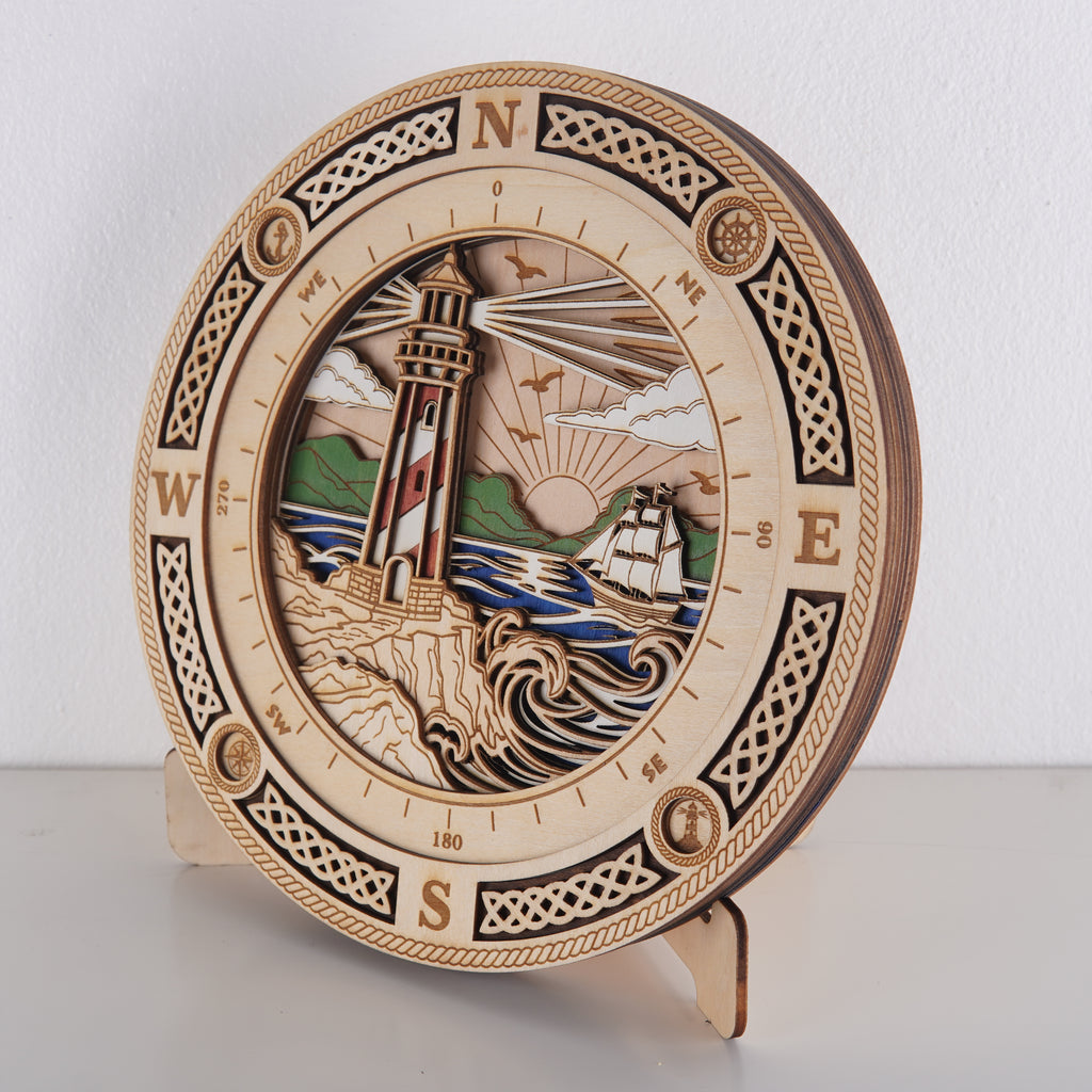 Lighthouse Compass Layered DIGITAL FILE | Laser Cut File | Svg/Ai/Dxf/Pdf